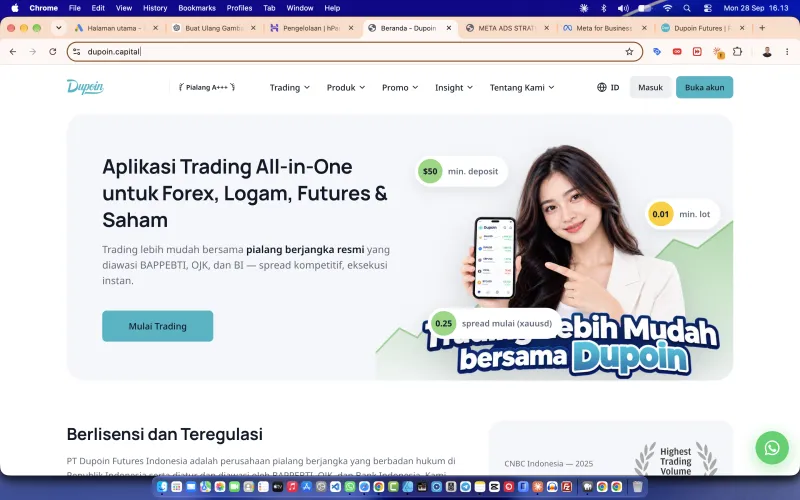 Tampilan website Dupoin Capital